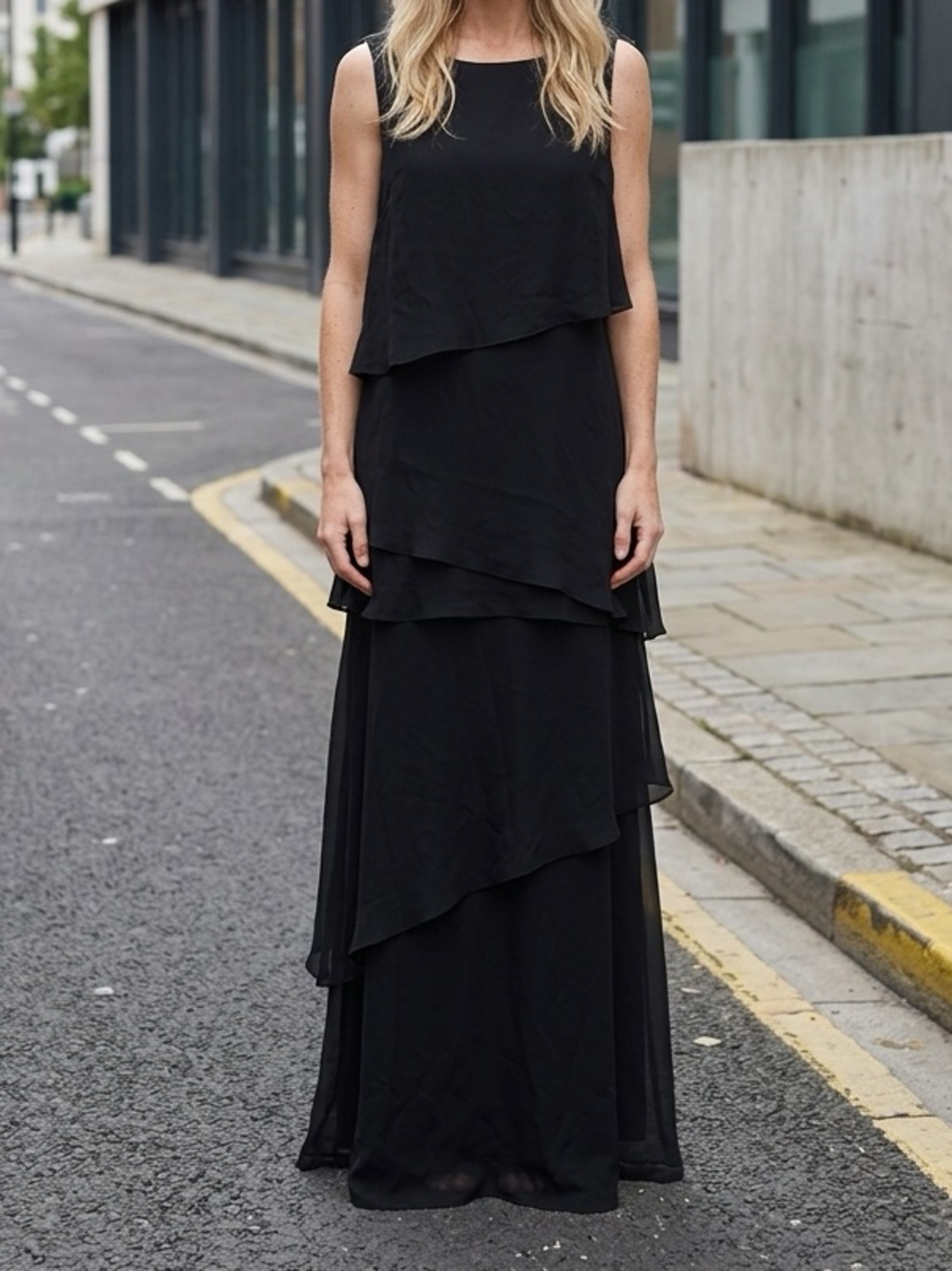 Elegant Black Layered Formal Dress